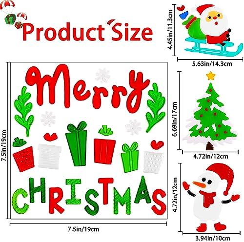 XIMISHOP 6pcs Christmas Gel Window Clings Sticker for Xmas Window Decors