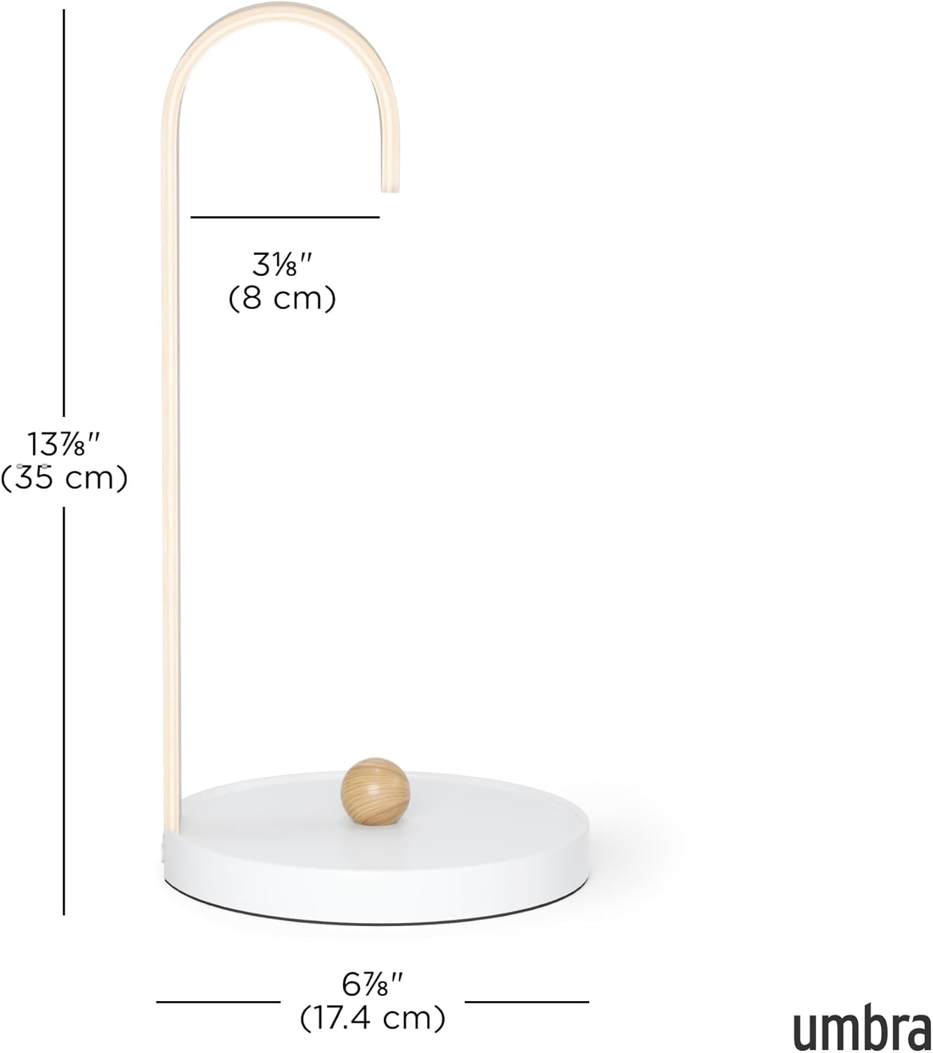 Umbra Bellwood Paper Towel Holder, Wooden with Weighted Base, White/Natural | Freestanding design, protects
