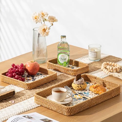 Coastal Wicker Serving Tray / Fish / Natural / Set of 3