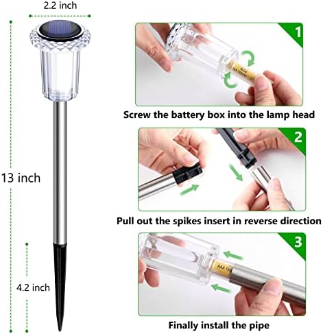 10 Pack Solar Lights Outdoor Waterproof Pathway Lights, Warm White