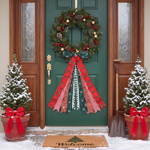 2 Pack Christmas Large Wreath Ribbon Bow for Front Door