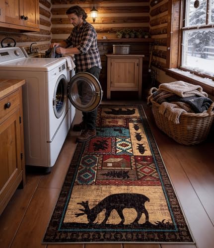 YIHOUSE Washable Rustic Cabin Runner Rug 2'8''x8 Hallway