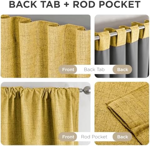 Joydeco Blackout Curtains for Bedroom - 100% Light Blocking 2 Panels Set Yellow Drapes 66" W x 90" L, Thermal Insulated