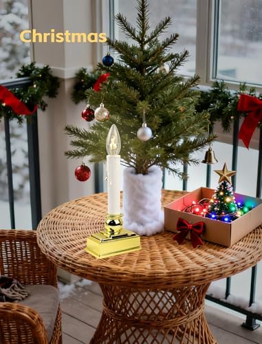 4Pk Christmas Window Candle Light 8.5In Battery Operated Candle with Timer