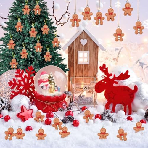 48Pcs Mini Gingerbread Men Ornaments Christmas Tree Decorations
