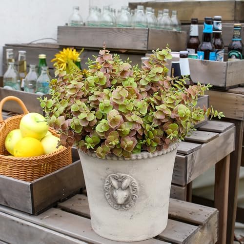 alyptus Artificial Fall Leaves Plant – 8PCS Outdoor Fake Greenery Boxwood Shrubs UV Resistant Fake Plants for Porch, Patio, Thanksgiving or Autumn Home Decor - Fall Leaves