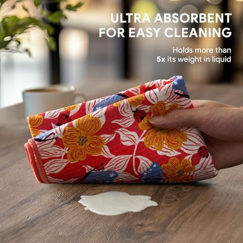 RECYCO Waffle Kitchen Towel Set of 2 - Quick Dry Microfiber Sustainable Dish Towels - Absorbent Reusable Cleaning Tea Towels - Lightweight Hand Towels,16”x 28”, Blossom Brilliance Pink
