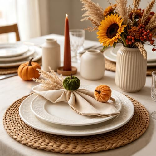 Fall Thanksgiving Pumpkin Napkin Rings Set of 12, Thanksgiving Table Decor