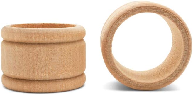 Unfinished Wood Napkin Rings Set of 24, 1-3/4 Inch Wooden Napkin Rings for Decorating and Crafting, Colonial Style, by