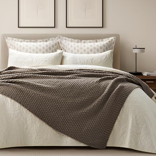 EVERGRACEHOME Chunky Chenille Knit Throw Blanket, 50 x 60, Mocha Brown