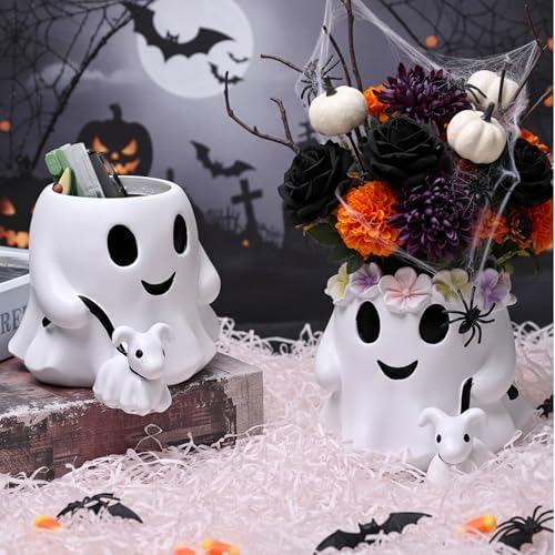Chunful 2 Pcs Halloween Ghost Vase Ghost Walking Dog Table Decor