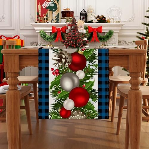 Jiudungs Christmas Table Runner, Xmas Holiday Decorations for Home Decor