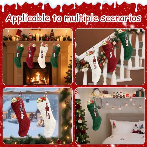 Christmas Stockings 18 Inches,Long Knitted Stocking with Name Tags