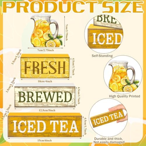 Moucuny 4 Pcs Summer Lemon Table Decorations Iced Tea Tiered Tray Decor