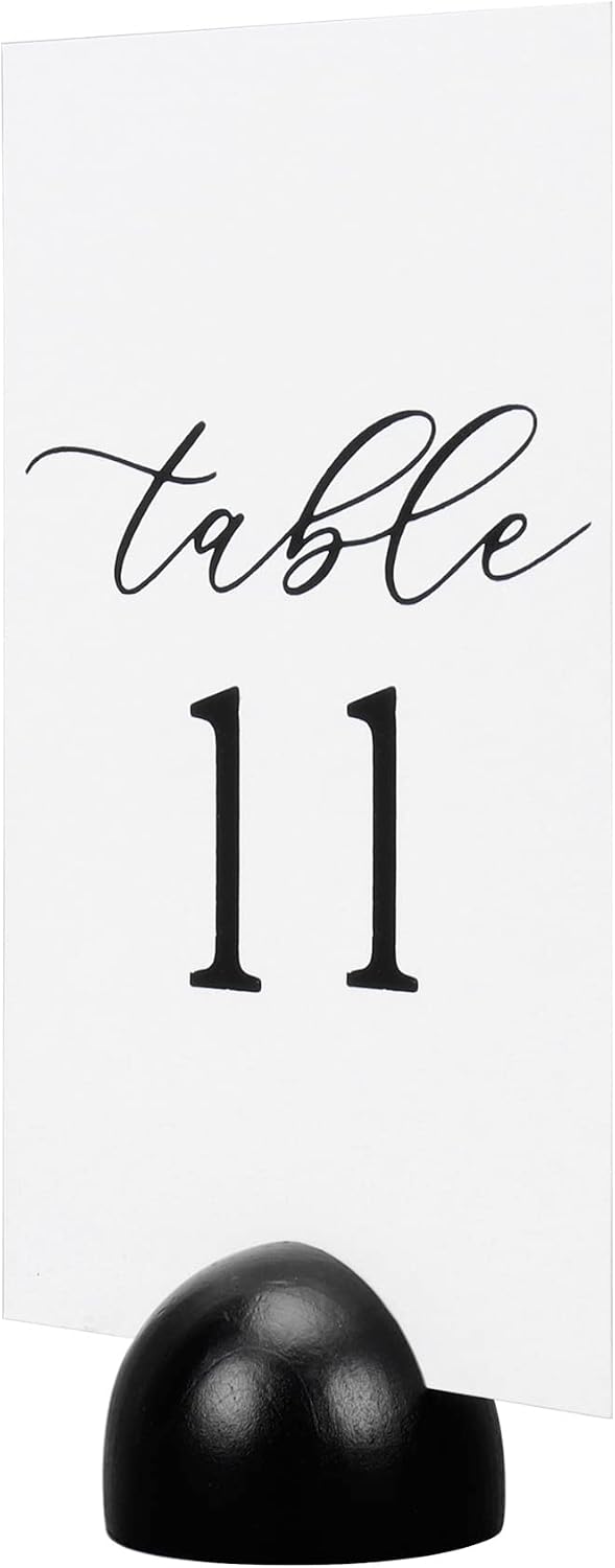 Hanna Roberts Modern Cursive Table Number Card Stock Signs with Round Stand for Wedding Reception, Restaurant, Event