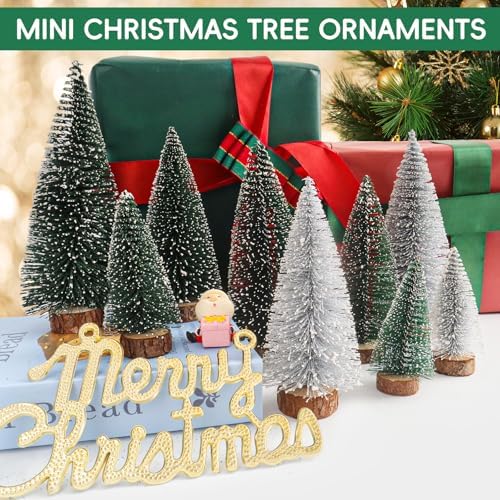 Desktop Miniature Pine Tree Tabletop Christmas Tree Small Pine Tree Decor Christmas Tree Toppers (Green Silver Dark Green)