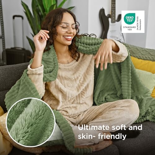 Bedsure Soft Twin Blanket for Bed Decor Gifts Reseda Green 60"x80"