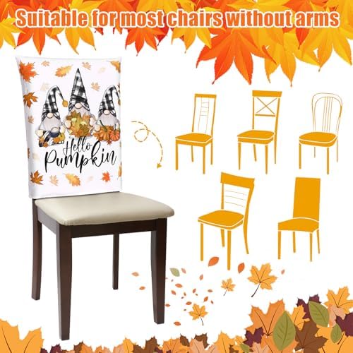 6 Pcs Fall Chair Covers, Classic Pumpkin Dining Chair Slipcovers