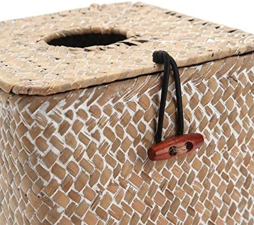 Seagrass Square Tissue Box Cover Woven Napkin Holder Decorative / Whitewash / 5.5 x 5.5 x 5.5