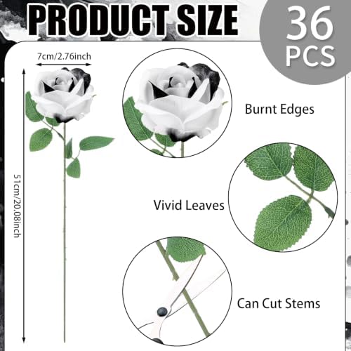36 Pcs Velvet Texture Black White Artificial Flower Bridal Bouquet
