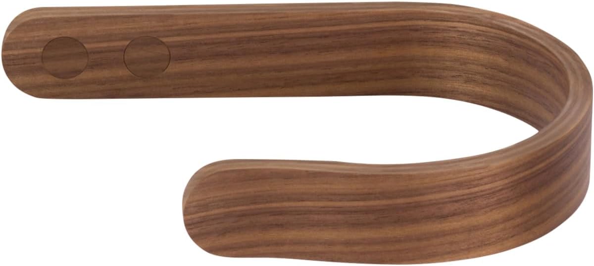 2 x Waveply Wood Curtain Holdbacks Plywood Drapery U Shaped Hook Tiebacks for Wall (Walnut)