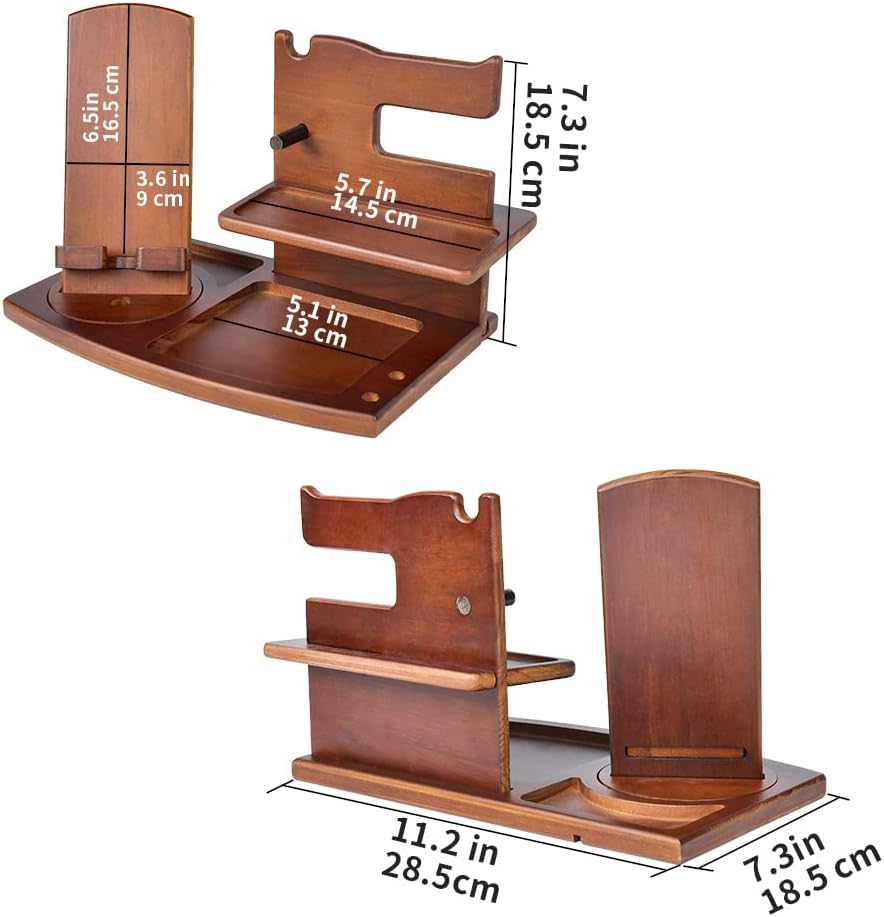 Gifts for Men, Fathers Day Wood Phone Docking Station for Dad, Desk or Nightstand Organizer, Mens Gifts for Husband
