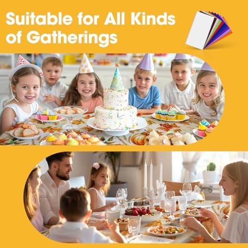 Niuara Fall Pumpkin Plastic Table Cloth Disposable, 4 Pack, 54 x 108 in