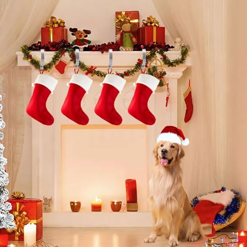 Christmas Stocking Holder, 4 Pack Stocking Holders for Mantle, Adjustable