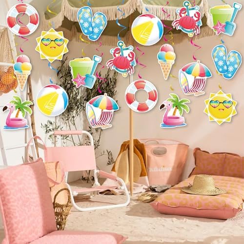 Summer Pool Hanging Swirls, 36 Pcs