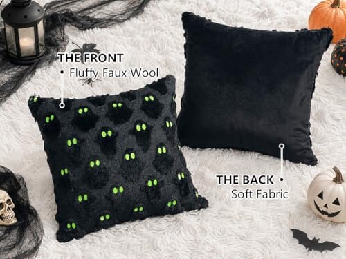 Halloween Pillow Covers 18x18 Set of 2 Black Cute Ghost Home Decor