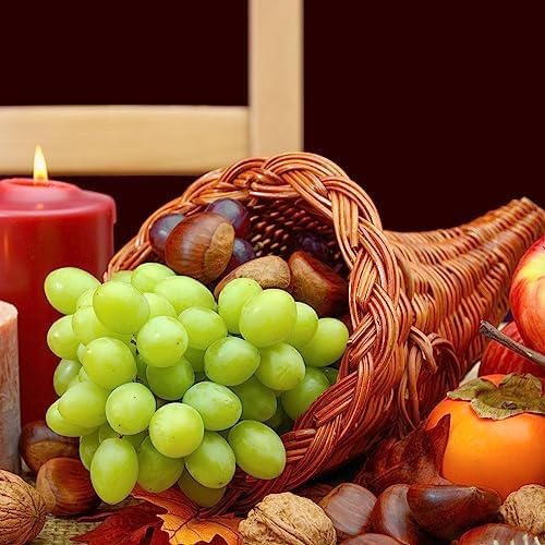 Dandat 1 Pcs Fall Cornucopia Basket Centerpiece 13.78 Inch, Imitation Vine