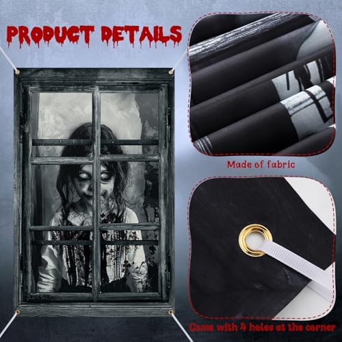 Newwiee 2 Pcs Scary Halloween Curtain Window Silhouette Cover Gothic Horror