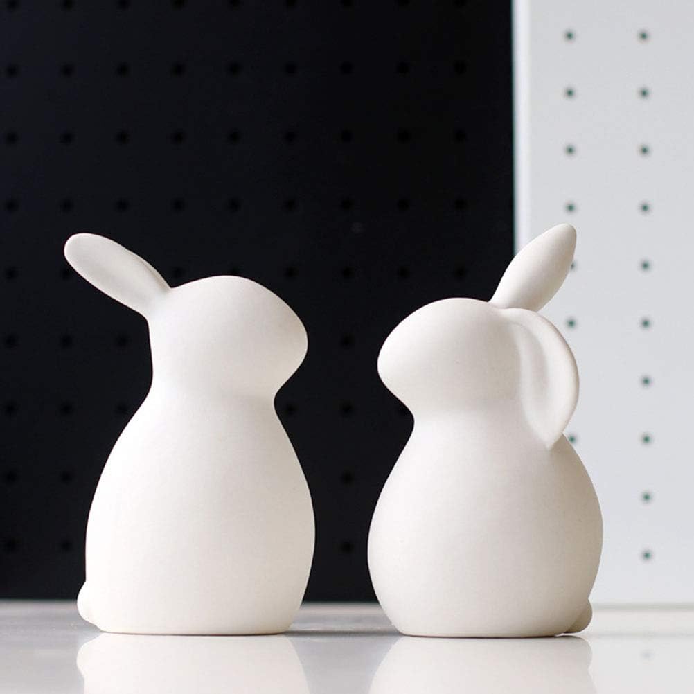 Modern Rabbit Statue / White / Set of 2