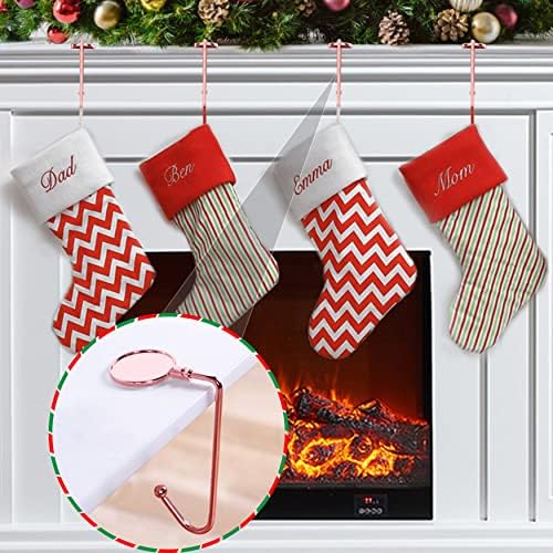 Komotu Christmas Stocking Holders for Mantle Upgrade Non-Slip Safety Mantel Hooks Hanger Grip Fireplace Hang Hook for Christmas Halloween Party Decoration(Rose Gold,4)