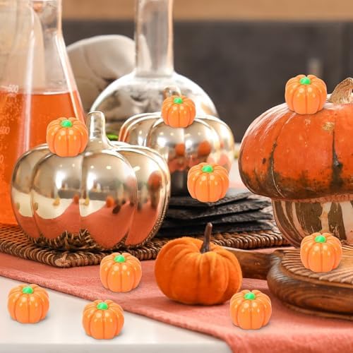 60Pcs Mini Resin Pumpkins Small Tiny Fake Pumpkins Figures Bulk