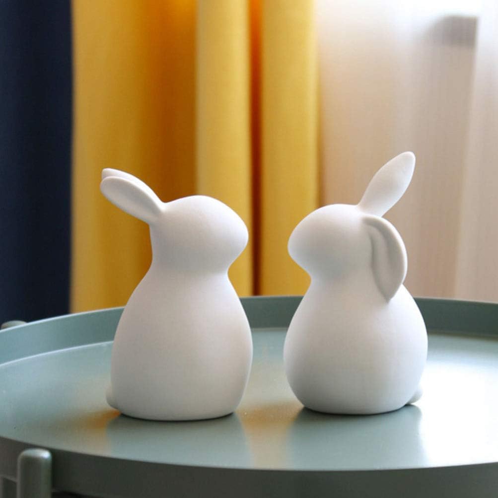 Modern Rabbit Statue / White / Set of 2