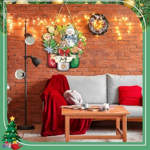 Boao Christmas Welcome Door Hanger, Snowman Door Sign Decor