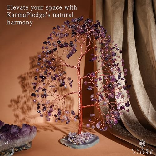 Crystal Tree of Life Birthday Gifts for Women, Men, Frineds, Handmade Amethyst Chakra Tree for Home, Room, Office