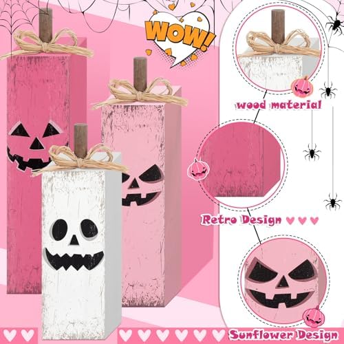Redbaker 3 Pcs Pink Halloween Table Decor, Pink Ghost Table Centerpieces