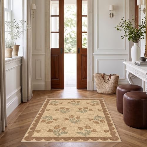 3x4 Floral Entry Rug - Indoor Outdoor Mats for Front Door Non-Slip