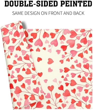 Valentines Day Placemats Set of 4 18x12 Inch Red and Pink Heart Linen Place Mats Heat-Resistant Washable Wipeable Galentines Table Mat for Party Kitchen Dining Dinner Table Home Decor
