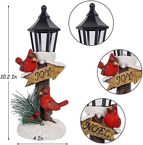 Glintoper 2 Pack Christmas Lighted Table Decorations, Tabletop Figurine, Battery Operated (Red Cardinal)