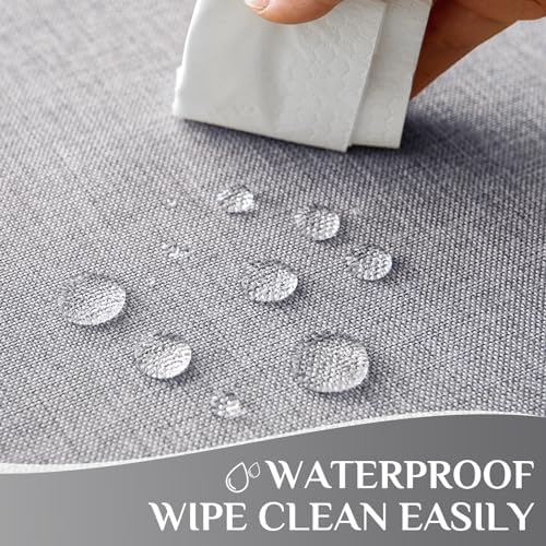 Softalker Small Outdoor Tablecloths Rectangle 70 x 52 Inch Grey Linen Textured Table cloth Stain and Wrinkle Resistant Table Cover for Spring,Easter,Summer,Party,Garden,Coffee Farmhouse Decor Tabletop