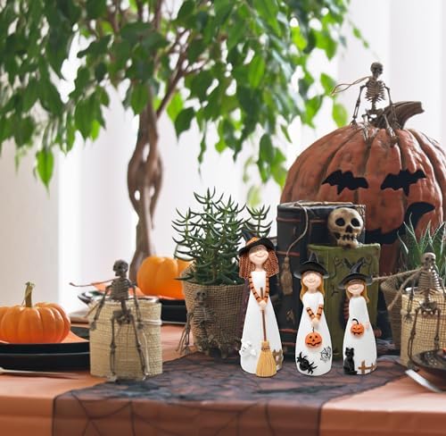 Halloween Witches Figurine Tabletop Decor Set of 3 Resin Shelf Sitter