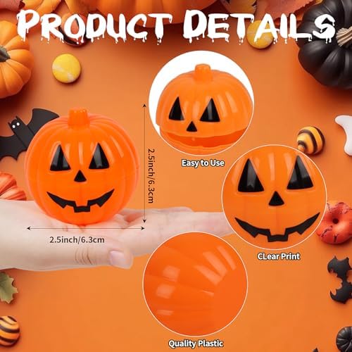 FOIMAS Halloween Pumpkin Candy Box,36pcs Mini Plastic Pumpkin Containers Fillable Candy Treat Box for Trick or Treat Halloween Party Decoration