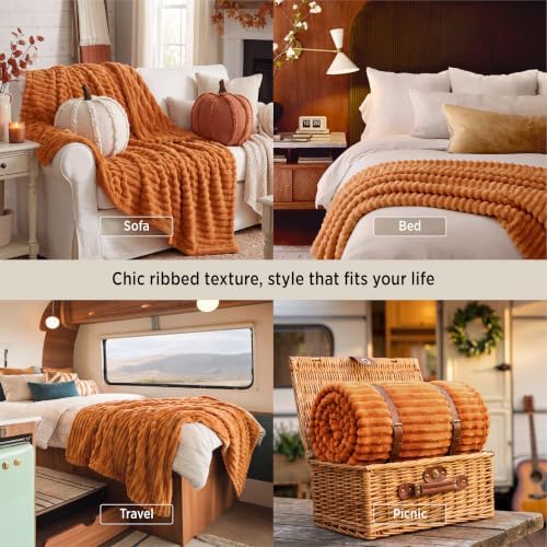 Bedsure Soft Twin XL Blanket for Bed Dorm Orange 66"x90"