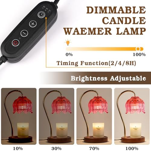 Funistree Flower Candle Warmer Lamp with Timer, Dimmable Candle Lamp Warmer, Christmas Birthday Gifts for Women Mom