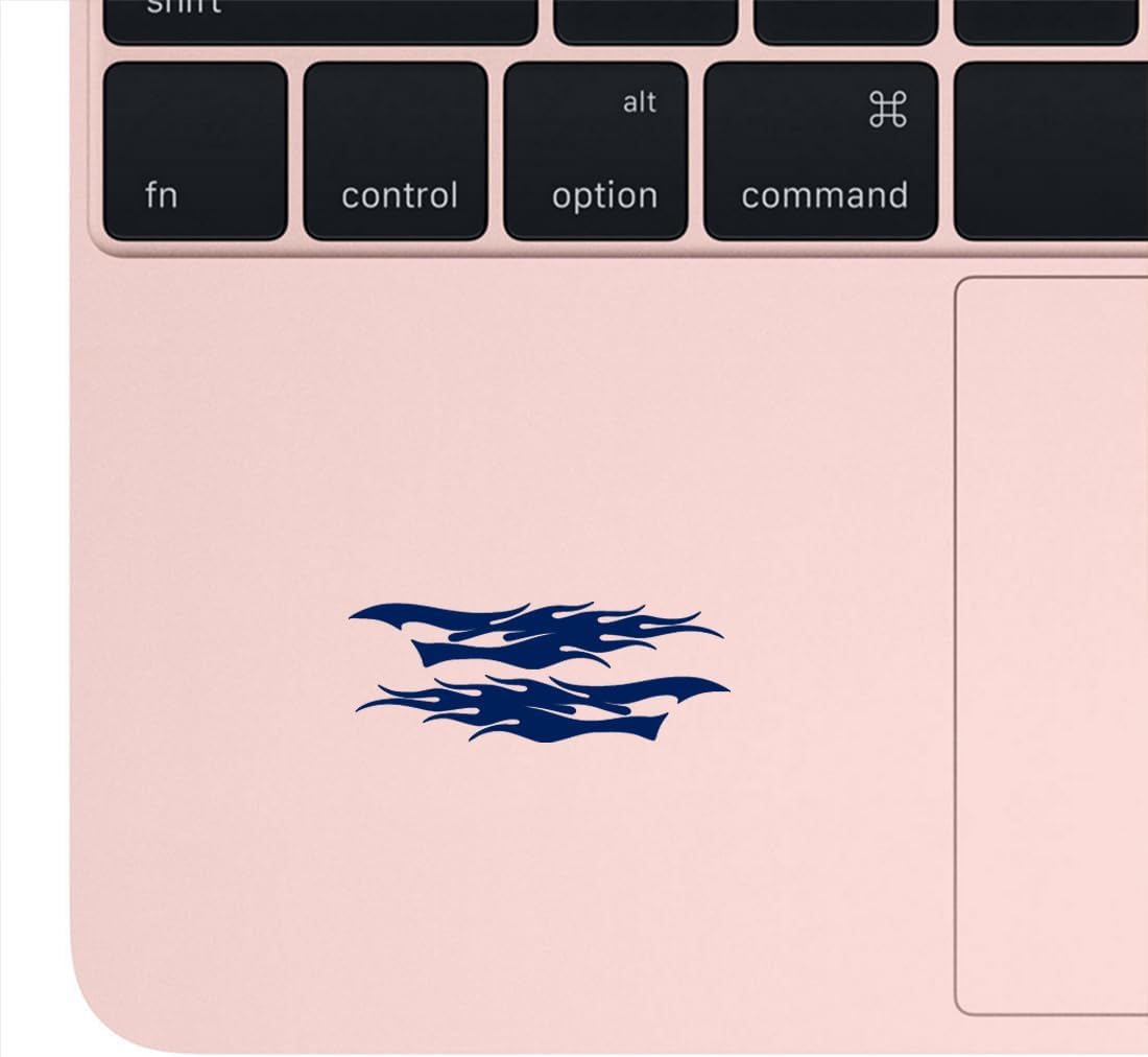 Flame Stripe Racing 5 Waterproof Vinyl Decal Stickers for Laptop / 10.5 x 3.9 / Navy Blue / Set of 2