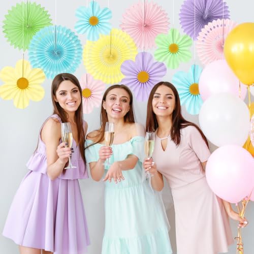 ADLKGG 12 Pcs Pastel Paper Fans, Macaron Flower Wall Backdrop
