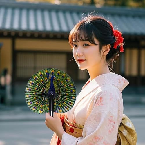 10 Pcs Peacock Paper Fans
